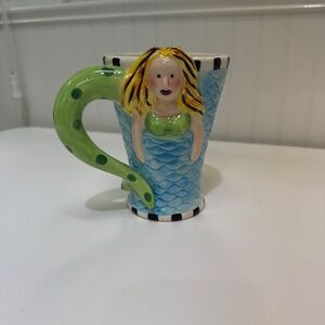 Vintage Essentials by Home Mermaid and Crab Coffee Mug Hand Painted